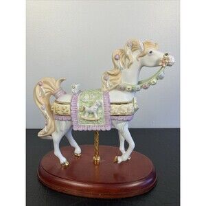 Lenox Carousel Animals Lullaby Baby Carousel Horse Figurine w/ Box 24K Gold 2005